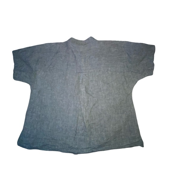 Eileen Fisher washed organic botton up linen Delave shirt size M - Picture 3 of 7